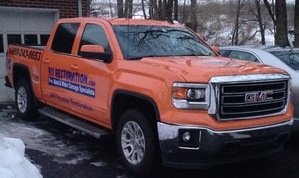 Snow Storm Damage Repair Truck At Job Site